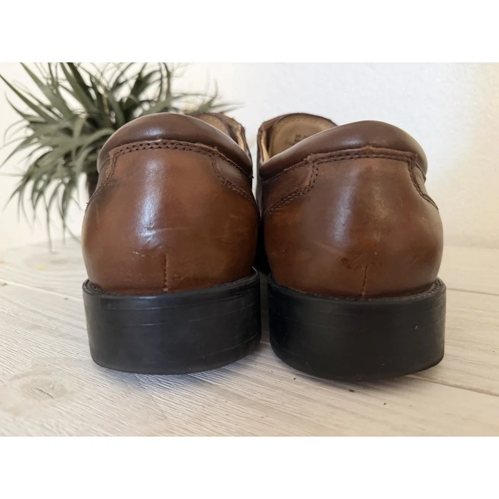 Chaps Leather Oxford Dress Shoes Mens Sz 13 Gel Heel Pad Loafers Brown Lace Up